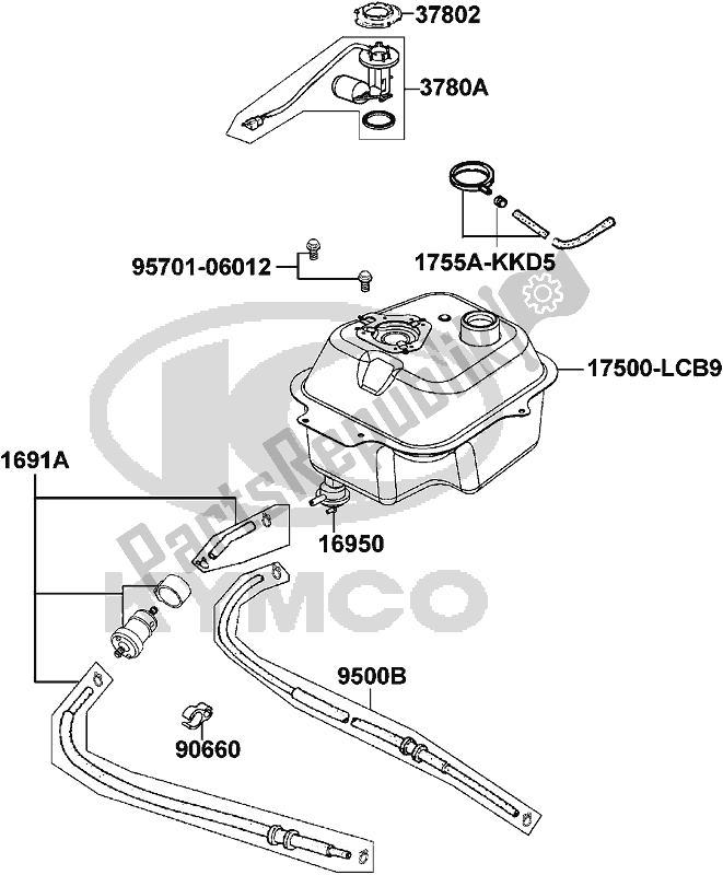 Alle onderdelen voor de F10 - Fuel Tank van de Kymco KN 25 CA AU -Agility 125 25125 2008