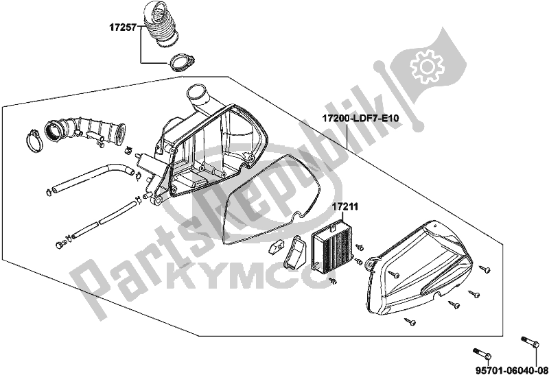 Alle onderdelen voor de F13 - Air Cleaner van de Kymco KN 25 CA AU -Agility 125 25125 2008