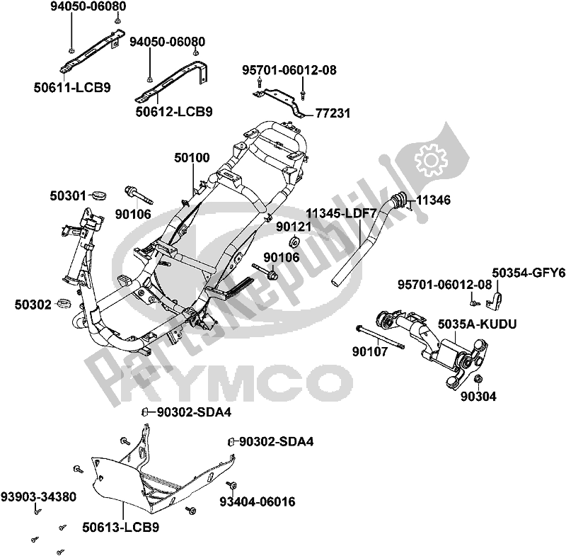 Alle onderdelen voor de F20 - Frame Body van de Kymco KN 25 CA AU -Agility 125 25125 2008