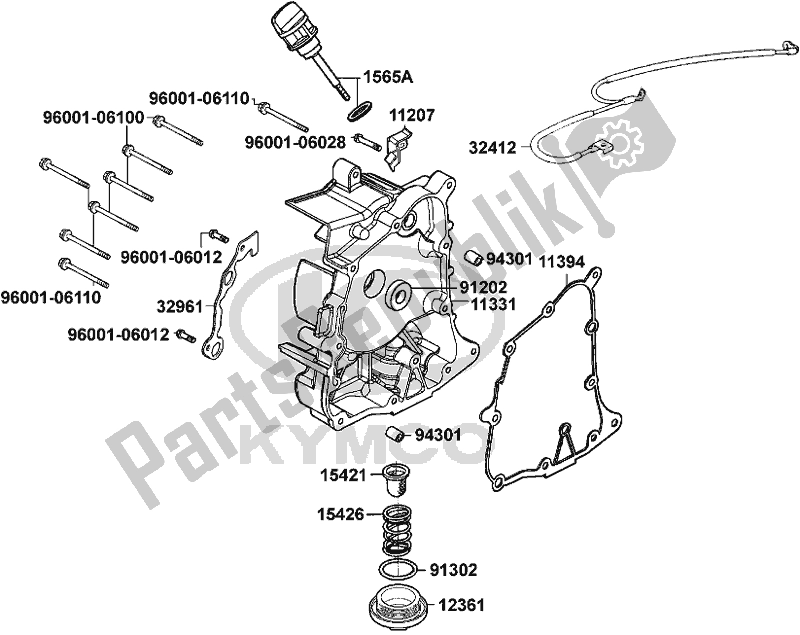 Alle onderdelen voor de E04 - Right Crankcase Cover van de Kymco KN 25 SR AU -Agility 125 25125 2010