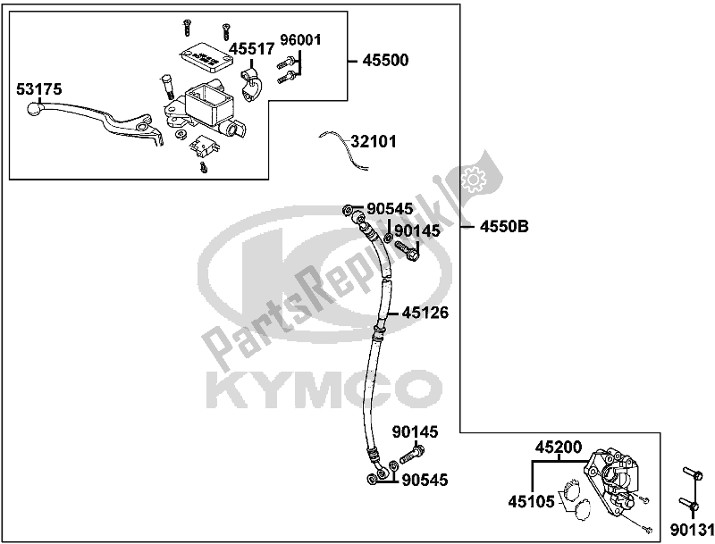 Alle onderdelen voor de F04 - Brake Master Cylinder van de Kymco KN 25 SR AU -Agility 125 25125 2010