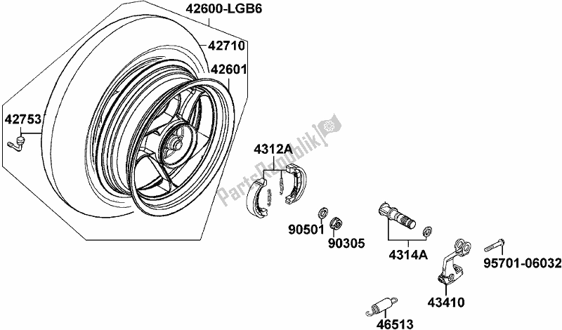 Alle onderdelen voor de F08 - Rear Wheel van de Kymco KN 25 SR AU -Agility 125 25125 2010