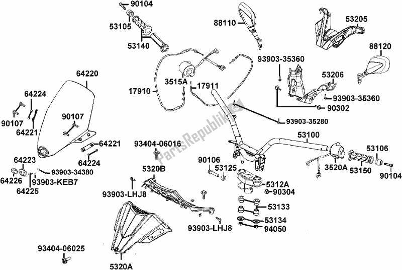 Tutte le parti per il F03 - Handle Steering/ Handle Cover del Kymco KS 60 AB AU -X-town 300 60300 2017