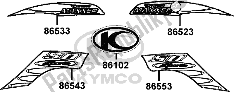 Alle onderdelen voor de F21 - Emblem Stripe van de Kymco LA 10 BB AU -Maxxer 50 1050 2017