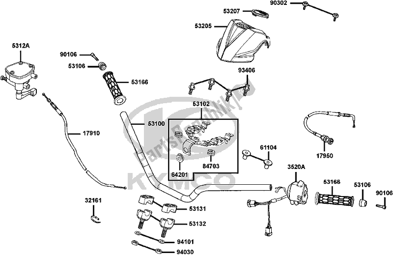 Todas las partes para F03 - Handle Steering de Kymco LA 60 BA AU -Maxxer 300 60300 2009