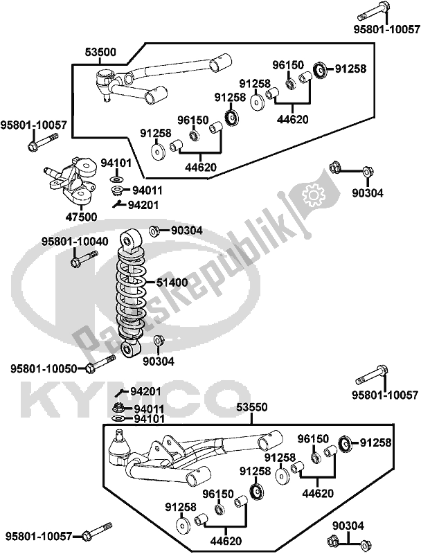 Todas las partes para F17 - Cushion Left Swing Arm de Kymco LA 60 BA AU -Maxxer 300 60300 2009