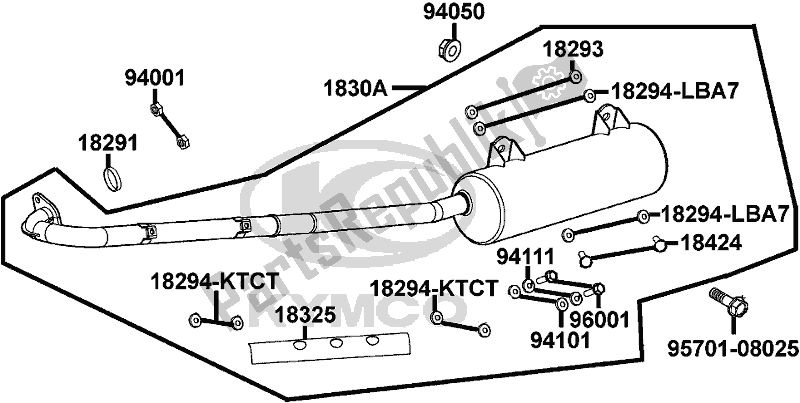 Alle onderdelen voor de F14 - Exhaust Muffler van de Kymco LA 60 EG AU -MXU 300 60300 2016