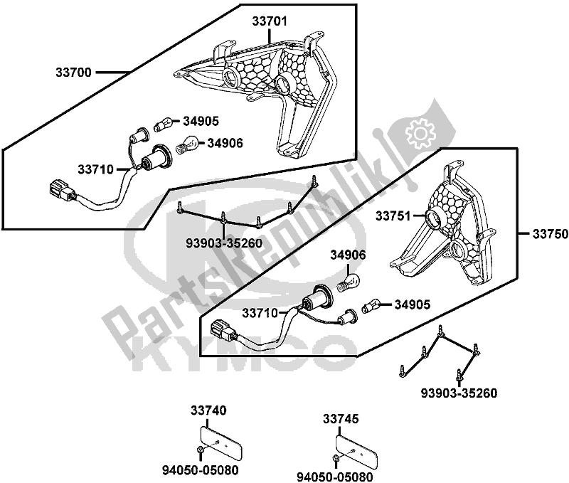 Alle onderdelen voor de F20 - Tail Light van de Kymco LA 60 EG AU -MXU 300 60300 2016