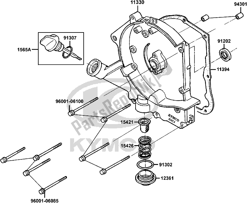 All parts for the E04 - Right Crankcase Cover of the Kymco LB 20 AB AU -Maxxer 90 2090 2009