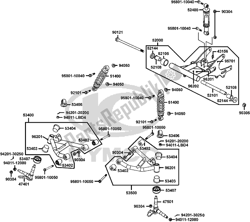 All parts for the F15 - Cushion Fork Rear of the Kymco LB 20 AB AU -Maxxer 90 2090 2009