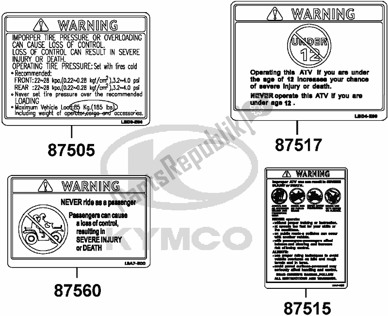 All parts for the F19 - Caution Label of the Kymco LB 20 AB AU -Maxxer 90 2090 2009