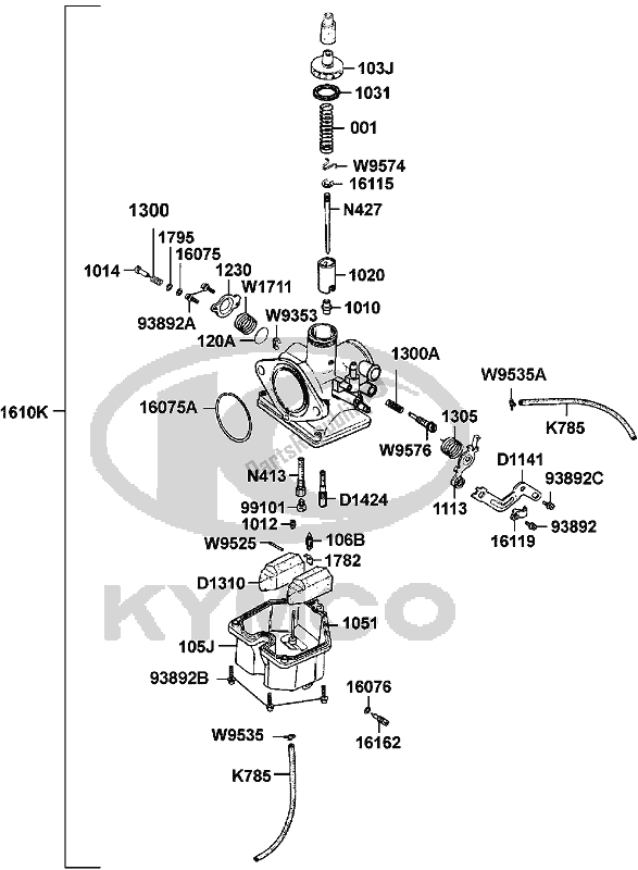 All parts for the E08 - Carburettor of the Kymco LB 50 AA AU -MXU 250 50250 2009