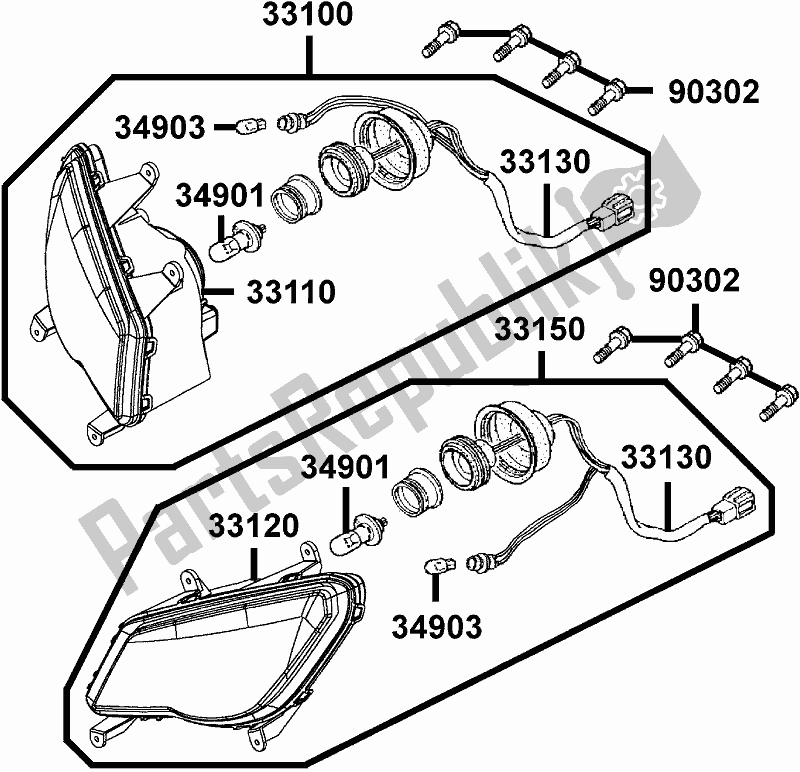 All parts for the F01 - Head Light of the Kymco LC 60 AD AU -MXU 300R 60300 2016