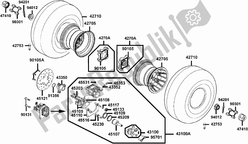 All parts for the F08 - Rear Wheel of the Kymco LC 60 AD AU -MXU 300R 60300 2016