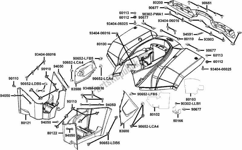 All parts for the F12 - Fender Rear of the Kymco LC 60 AD AU -MXU 300R 60300 2016