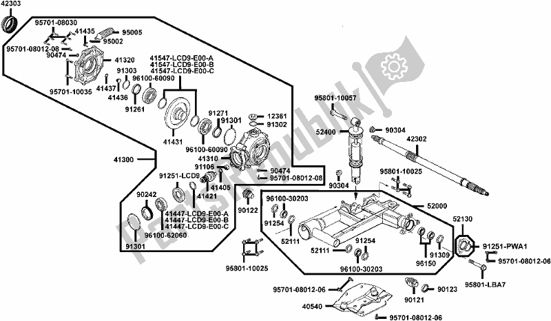 All parts for the F17 - Rear Fork of the Kymco LC 60 AD AU -MXU 300R 60300 2016