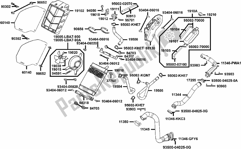 All parts for the F22 - Radiator of the Kymco LC 60 AD AU -MXU 300R 60300 2016