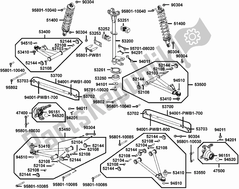 Tutte le parti per il F06 - Post Steering del Kymco LC 90 AA AU -MXU 450I 90450 2015