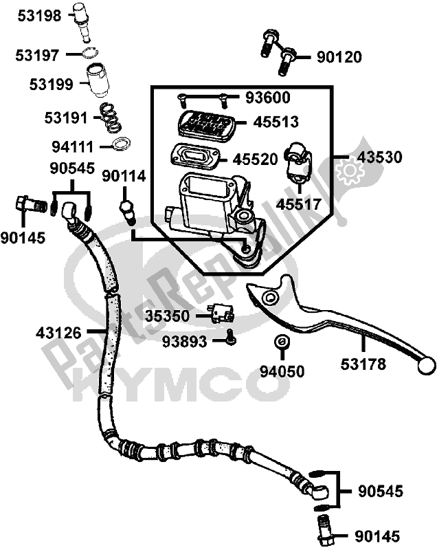 Alle onderdelen voor de F04 - Brake Master Cylinder van de Kymco LE 20 BB AU -Mongoose 90S 2090 2016