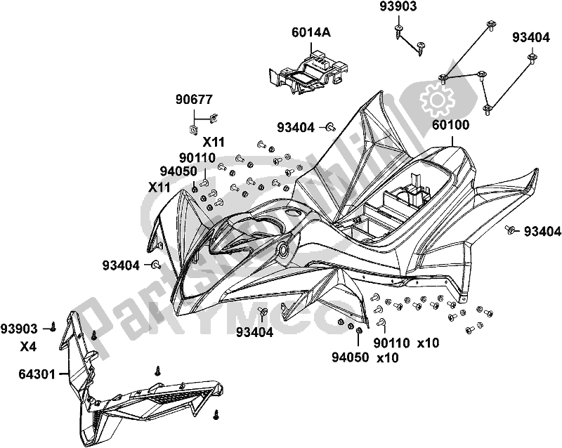 Alle onderdelen voor de F05 - Front Fender van de Kymco LE 20 BB AU -Mongoose 90S 2090 2016