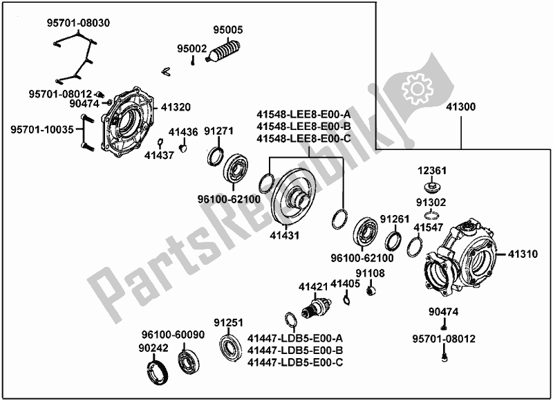 Todas las partes para F16 - Gear Assy Rr Final de Kymco LEA0 AA AU -MXU 500I 4X4 IRS 050044 2015