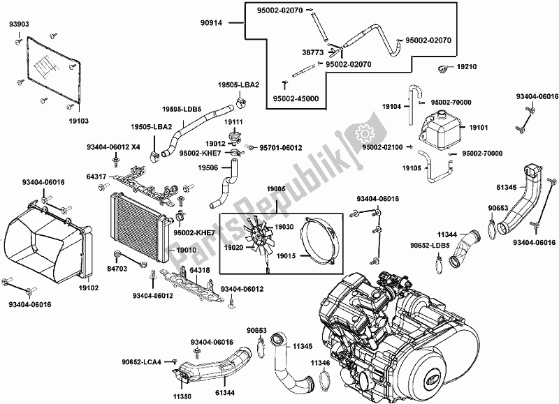 All parts for the F23 - Radiator of the Kymco LEA0 AA AU -MXU 500I 4X4 IRS 050044 2015