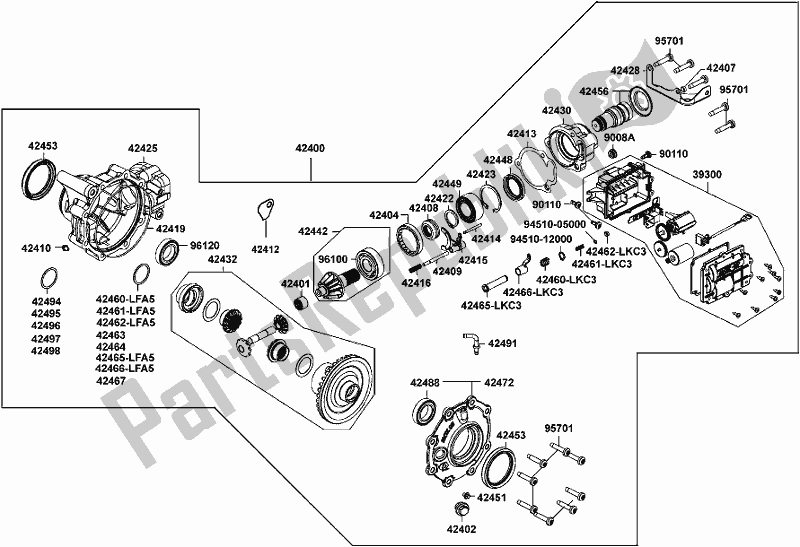Wszystkie części do F26 - Separated Parts Of Front Differential Kymco LEA0 AA AU -MXU 500I 4X4 IRS 050044 2015