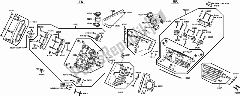 All parts for the E02 - Cylinder Head of the Kymco RA 50 AA AU -Venox 250 50250 2008