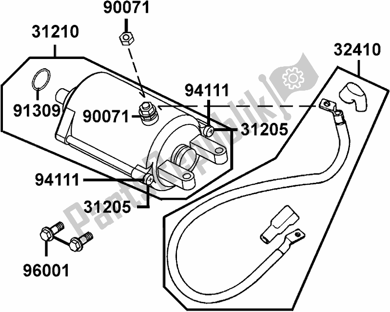 All parts for the E10 - Starter Motor of the Kymco RA 50 AA AU -Venox 250 50250 2008