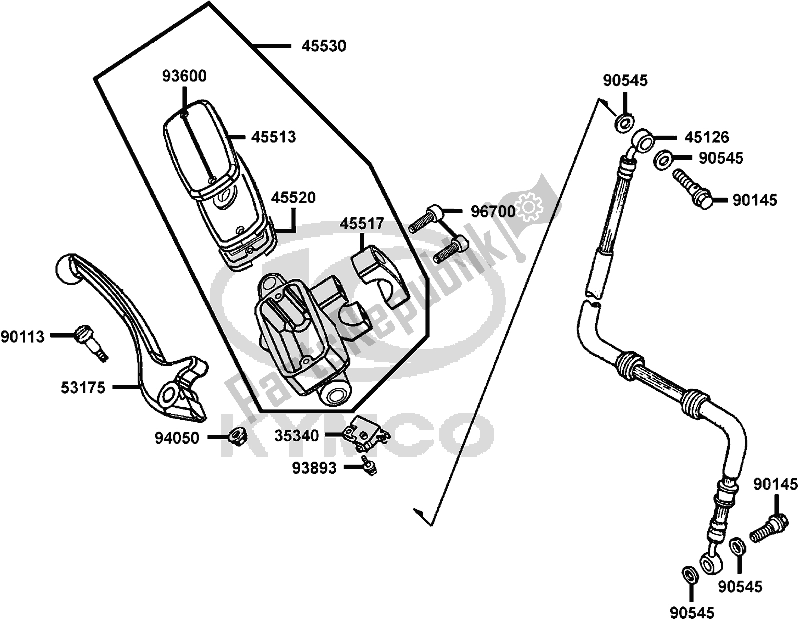 All parts for the F04 - Master Cylinder of the Kymco RA 50 AA AU -Venox 250 50250 2008