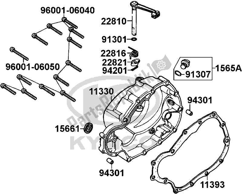 Alle onderdelen voor de E03 - Right Crankcase Cover van de Kymco RL 25 BA AU -Quannon 125 25125 2009