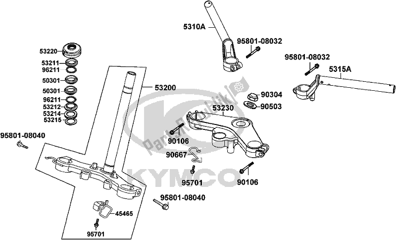 Alle onderdelen voor de F04 - Handle Steering Stem van de Kymco RL 25 BA AU -Quannon 125 25125 2009