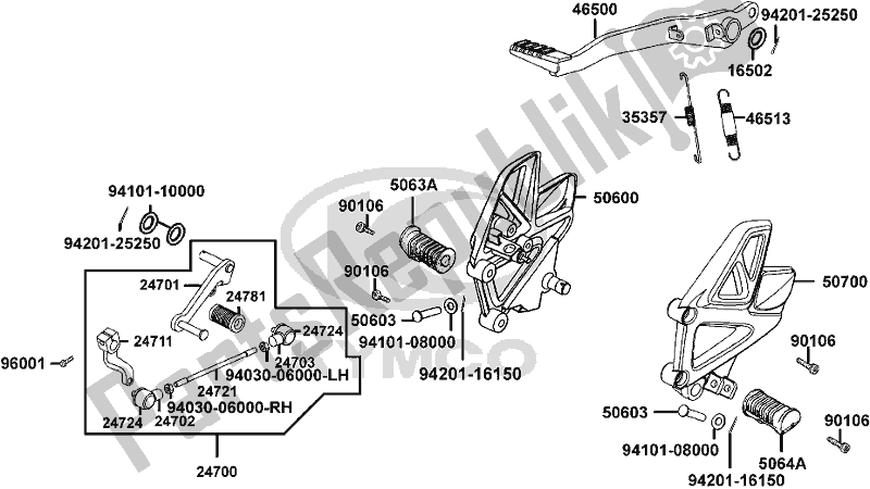 Alle onderdelen voor de F16 - Pedal Stand van de Kymco RL 25 BA AU -Quannon 125 25125 2009