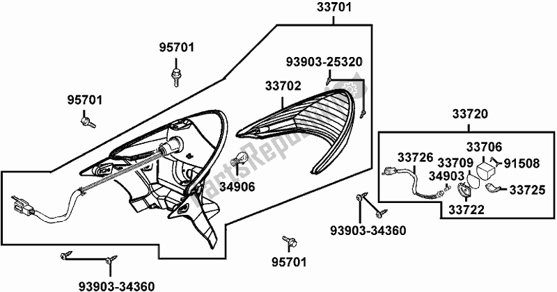 Todas as partes de F21 - Tail Light do Kymco RL 25 BA AU -Quannon 125 25125 2009