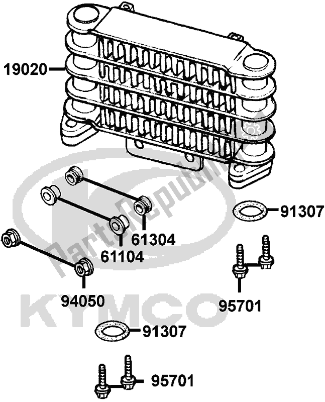 Alle onderdelen voor de F25 - Oil Cooler van de Kymco RL 25 BA AU -Quannon 125 25125 2009