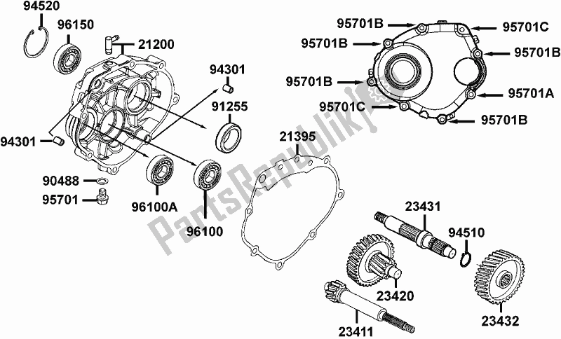 Alle onderdelen voor de E08 - Transmission van de Kymco SBA0 AG AU -Xciting R 500I 0500 2008