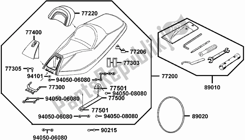 Alle onderdelen voor de F09 - Seat van de Kymco SBA0 AG AU -Xciting R 500I 0500 2008