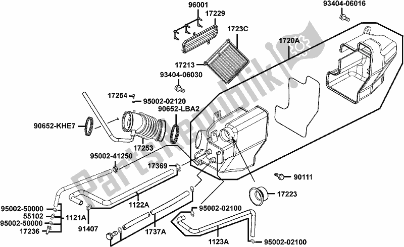 Alle onderdelen voor de F13 - Air Cleaner van de Kymco SBA0 AG AU -Xciting R 500I 0500 2008