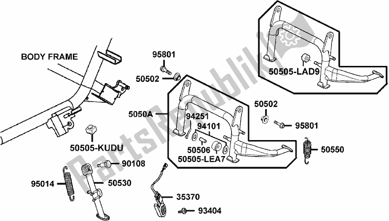 Alle onderdelen voor de F15 - Stand/ Kick Starter Arm van de Kymco SBA0 AG AU -Xciting R 500I 0500 2008