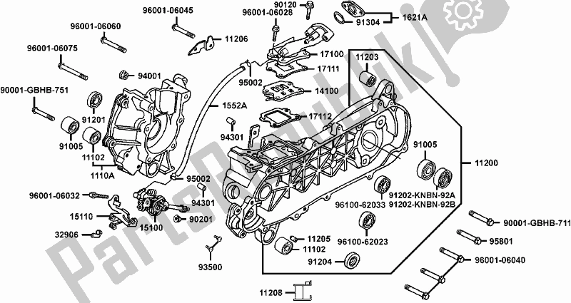 All parts for the E09 - Crankcase/ Oil Pump of the Kymco SC 10 AS AU -ZX 50 1050 2007