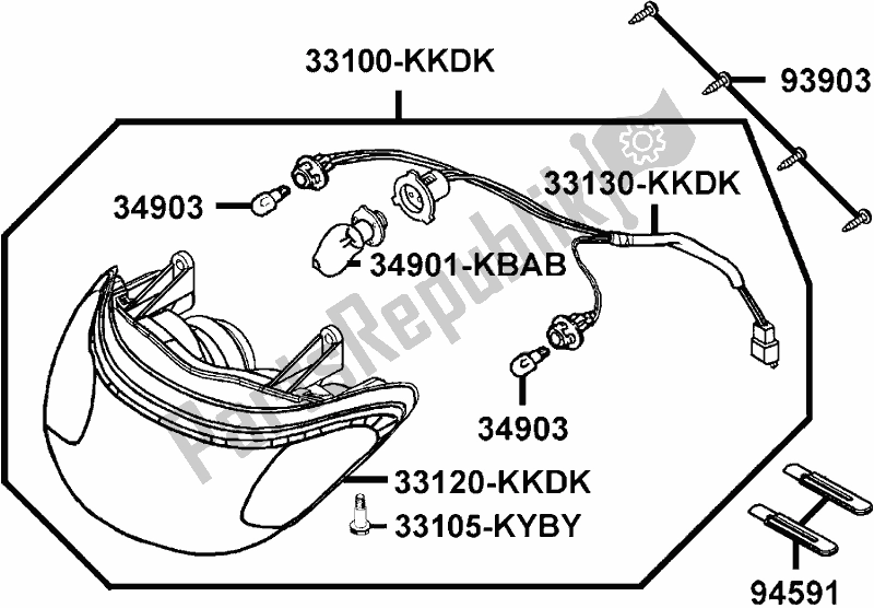 All parts for the F01 - Head Light of the Kymco SC 10 AS AU -ZX 50 1050 2007