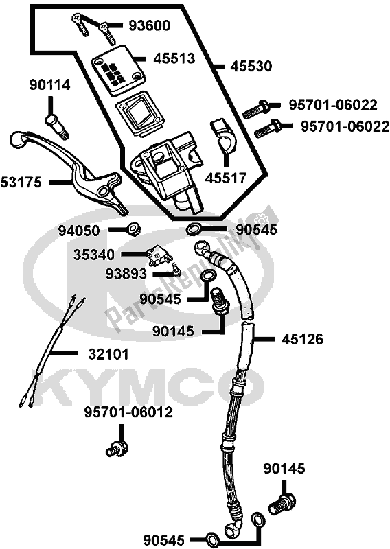 All parts for the F04 - Brake Master Cylinder of the Kymco SC 10 AS AU -ZX 50 1050 2007