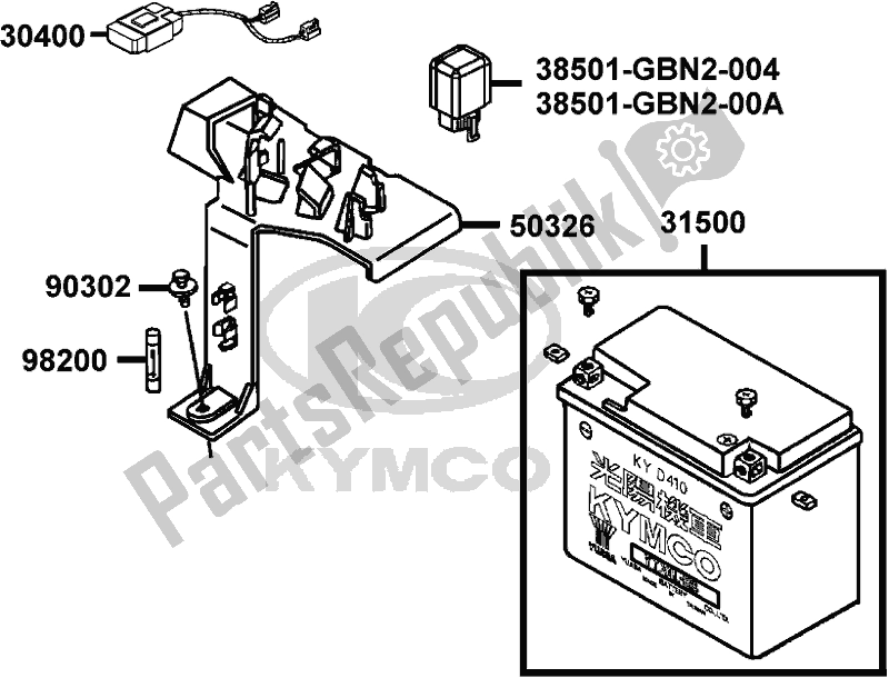 All parts for the F11 - Battery of the Kymco SC 10 AS AU -ZX 50 1050 2007