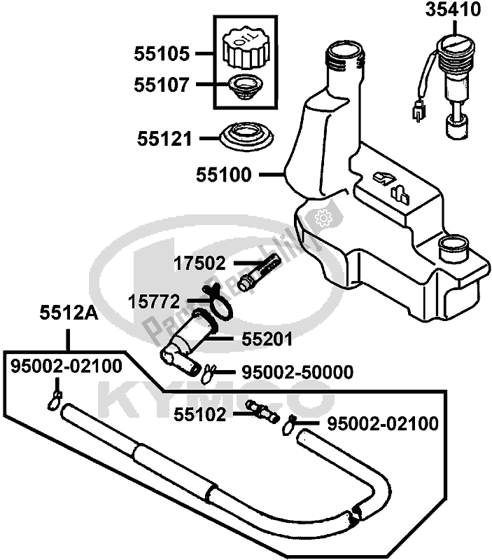 All parts for the F12 - Oil Tank of the Kymco SC 10 AS AU -ZX 50 1050 2007