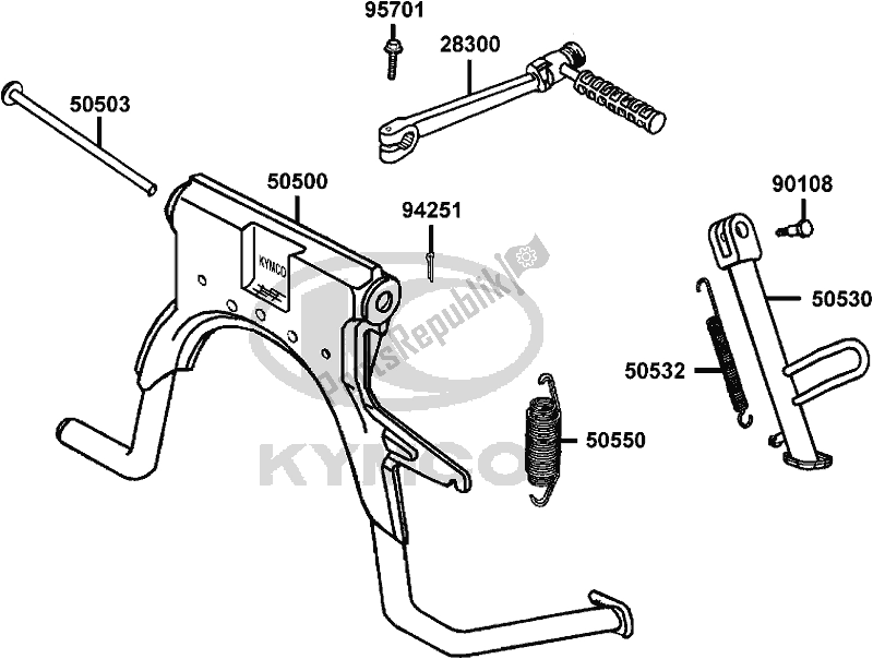 All parts for the F16 - Stand/ Kick Starter Arm of the Kymco SC 10 AS AU -ZX 50 1050 2007