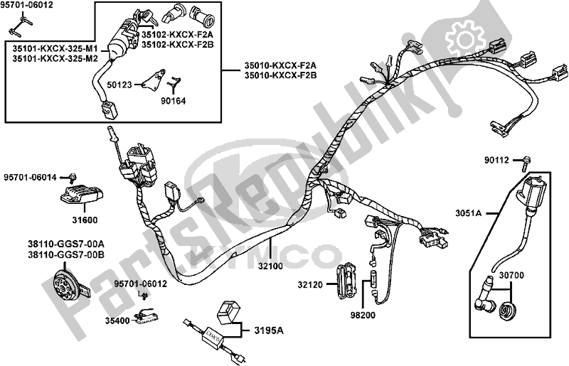 All parts for the F22 - Wire Harness of the Kymco SC 10 AS AU -ZX 50 1050 2007