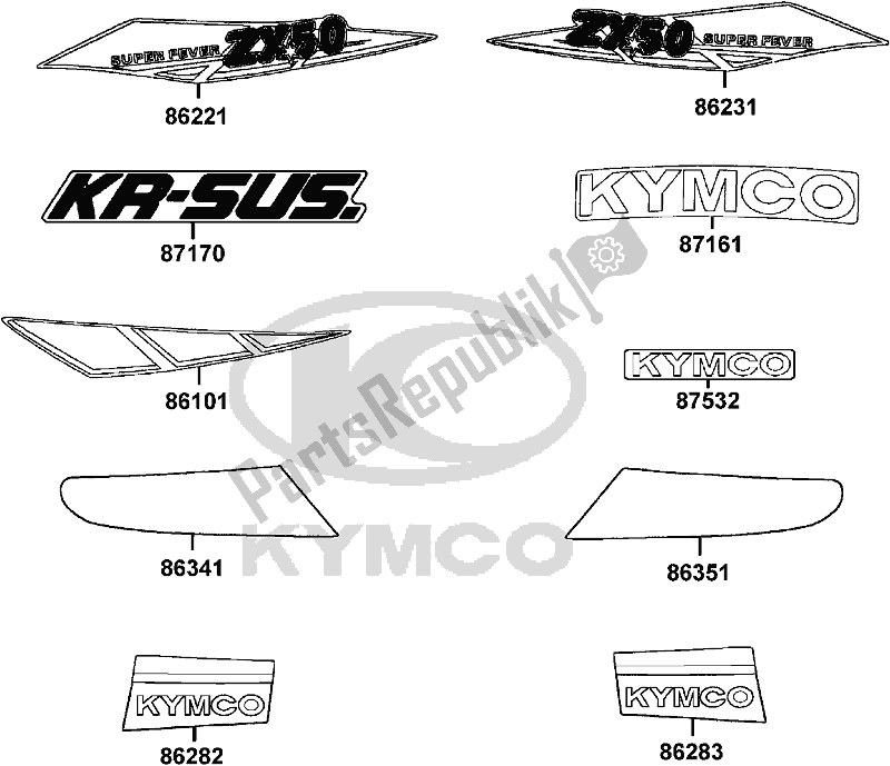All parts for the F26 - Emblem Stripe of the Kymco SC 10 AS AU -ZX 50 1050 2007