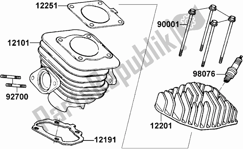 All parts for the E02 - Cylinder Head of the Kymco SF 10 EA AU -YUP 50 1050 2005