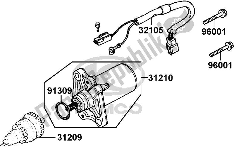 All parts for the E04 - Starting Motor of the Kymco SF 10 EA AU -YUP 50 1050 2005