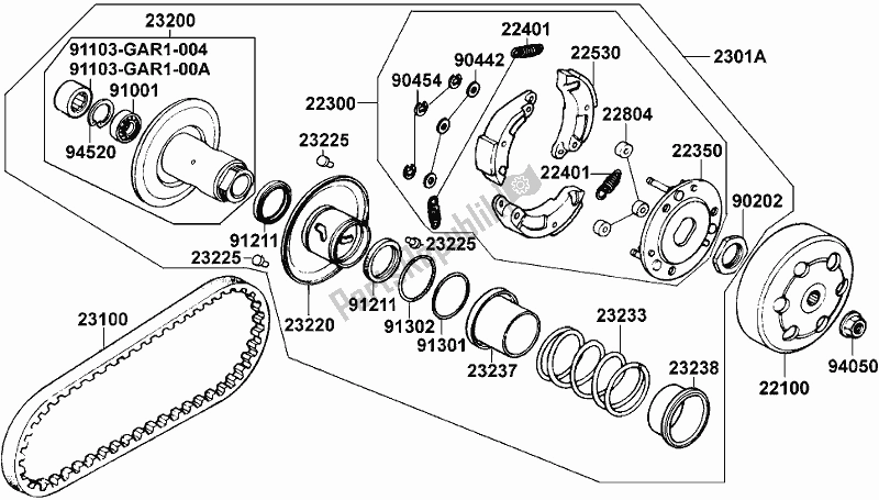 All parts for the E07 - Driven Pulley of the Kymco SF 10 EA AU -YUP 50 1050 2005